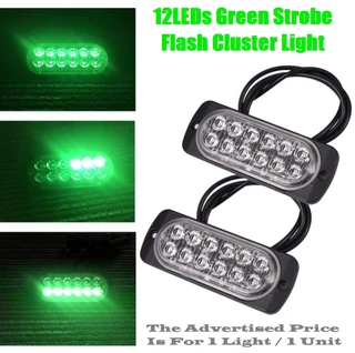 Green LED Strobe Flash Cluster Grille Bumper Side Marker Lights Double Row 12V/24V. Brand New Units.