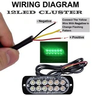 Green LED Strobe Flash Cluster Grille Bumper Side Marker Lights Double Row 12V/24V. Brand New Units.