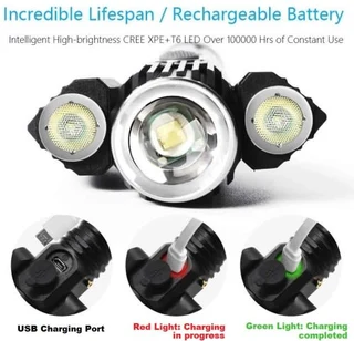 Fancy LED Torch Flashlight with 3 Heads. Fancy Portable, Rechargeable, Zoomable. Brand New Product