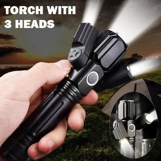 Fancy LED Torch Flashlight with 3 Heads. Fancy Portable, Rechargeable, Zoomable. Brand New Product