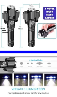 Fancy LED Torch Flashlight with 3 Heads. Fancy Portable, Rechargeable, Zoomable. Brand New Product