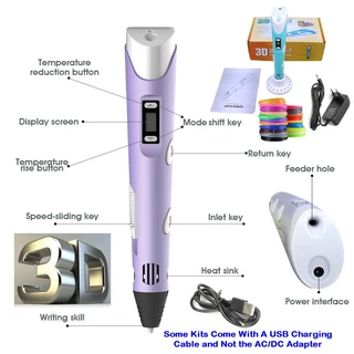 Intelligent 3D Pen With LED Display, Compatible PLA, ABS Filaments, Ideal Arts and Crafts Gift. NEW
