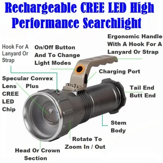 CREE LED High Performance Rechargeable Searchlight Emergency Torch. Brand New Products.