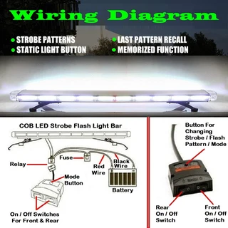 Cool White COB LED Security Vehicle Roof Top Strobe Flash Ultra Slim Version Light Bar. Brand NEW