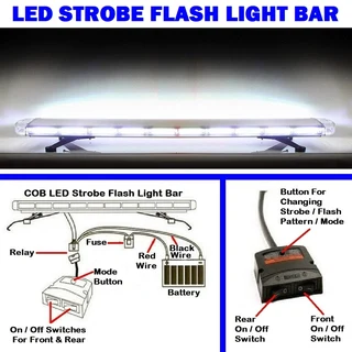 Cool White COB LED Security Vehicle Roof Top Strobe Flash Ultra Slim Version Light Bar. Brand NEW