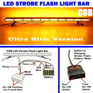 Amber Orange COB LED Security Vehicle Roof Top Strobe Flash Ultra Slim Version Light Bar. Brand NEW