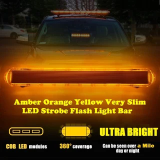 Amber Orange COB LED Security Vehicle Roof Top Strobe Flash Ultra Slim Version Light Bar. Brand NEW