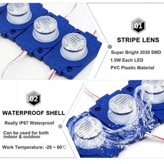 Blue Light Colour LED Light Waterproof Injection Moulded Modules with Dome Lens. Brand New Products.