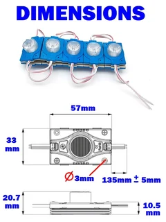 Blue Light Colour LED Light Waterproof Injection Moulded Modules with Dome Lens. Brand New Products.