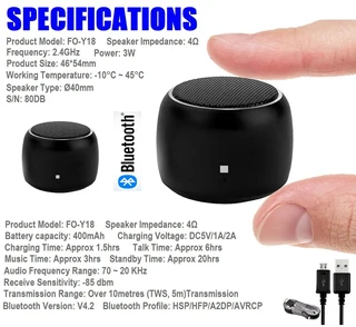 Rechargeable Nano Portable Wireless (Bluetooth) Speaker FO-Y18. Mini Portable Wireless Speaker. NEW.