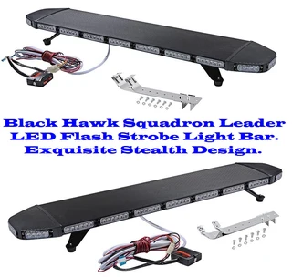 LED Vehicle Roof Top Strobe Flash Light Black Hawk Stealth Ultra Slim Design in Black Aluminium. NEW