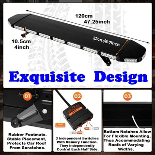 LED Vehicle Roof Top Strobe Flash Light Black Hawk Stealth Ultra Slim Design in Black Aluminium. NEW