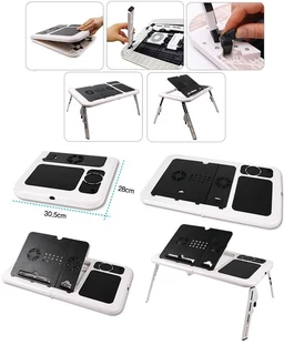 Laptop Stand E-Table / Desk. Foldable, Adjustable, Portable with Cooling Fans. Brand New Products.