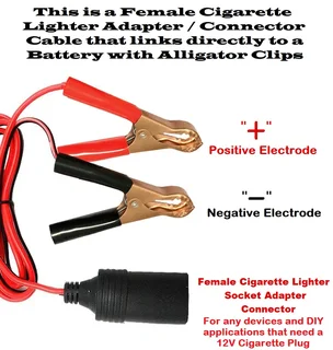 Cigarette Socket (Female) Adapter Connector plus a Cable with Crocodile Clips. Brand New Products.
