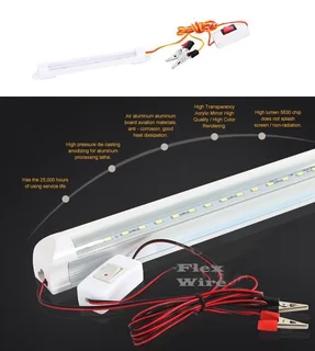 12V LED T8 Tube Lights With Wiring and On/Off Switch: Ideal For Use As Loadshedding Lamps. Brand NEW