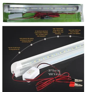 12V LED T8 Tube Lights With Wiring and On/Off Switch. Ideal For Use As Loadshedding Lamps. Brand NEW