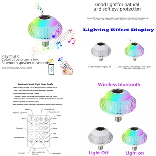 Wireless Music Bluetooth LED Crystal Bulb Lamp RGB Colour Stereo Audio Speaker. Brand New Products.