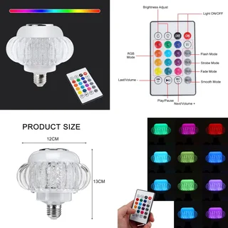 Wireless Music Bluetooth LED Crystal Bulb Lamp RGB Colour Stereo Audio Speaker. Brand New Products.