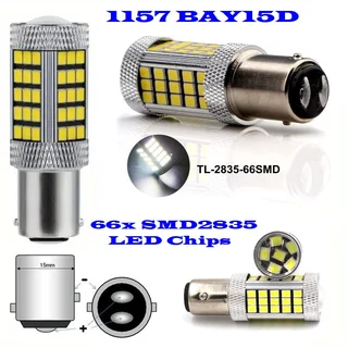 Cool White 1157 / BAY15D 16Watts 990lumens 66xSMD2835 LED Light Bulb, DC9~32V. Brand New Products.