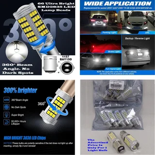 Cool White 1157 / BAY15D 16Watts 990lumens 66xSMD2835 LED Light Bulb, DC9~32V. Brand New Products.