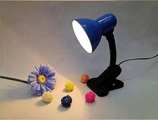 Clip-On Desk Top Lamp Holder with Flexible Gooseneck and LED Light Bulb. Assorted Colours. Brand NEW