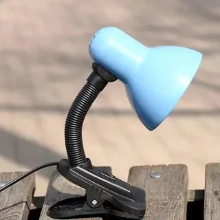 Clip-On Desk Top Lamp Holder with Flexible Gooseneck and LED Light Bulb. Assorted Colours. Brand NEW