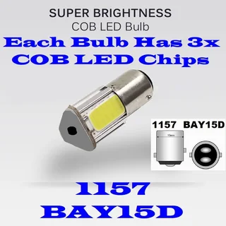 Cool White 1157/BAY15D 8W 440lm COB LED Light Bulbs, DC9~32V. Brand New Products.