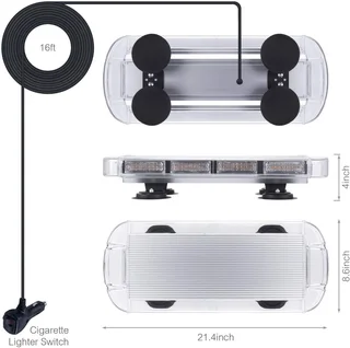 Amber Emergency Hazard Warning Vehicle Roof Top COB LED Strobe Flash Light Bar. Brand New Products.