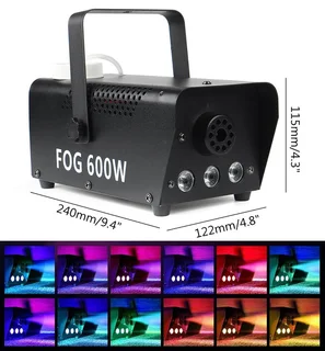Professional LED Smoke Fogger Machine 600W Heavy Duty Compact High Capacity. Has RGB LEDs. Brand NEW