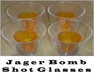 Jager Bomb Shot Plastic Cups, J-Bomb Tot Shot Cups For The Ultimate Party Gig. MOQ Is 20. Brand New.