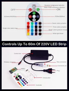 MultiColour RGB LED Controller Plus IR Remote for 220V LED Strip Light Wireless.15A. Brand New Items