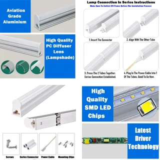 T5 Integrated LED Tube Lights 2ft and 4ft  in Assorted Colours. Turnkey Products, Ready To Use. NEW.