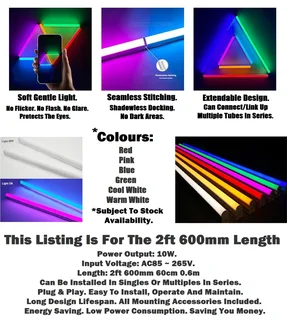 T5 Integrated LED Tube Lights 2ft and 4ft  in Assorted Colours. Turnkey Products, Ready To Use. NEW.