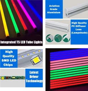T5 Integrated LED Tube Lights 2ft and 4ft  in Assorted Colours. Turnkey Products, Ready To Use. NEW.