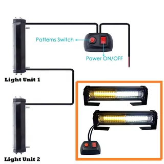 Amber and Cool White LED Flash Cluster Strobe Grille Lights 12V Set of 2 Panels. Brand New Products.