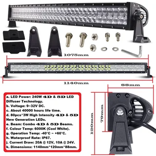 LED Light Bar 240W 4D and 5D NEW GENERATION LED Auto Work Spot Search Hunting Light Bar. Brand NEW