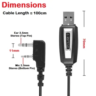 USB Programming Cable plus CD For Two-Way Walkie Talkie Radios / Transceivers. Brand New Products.