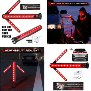 Emergency Warning Traffic Wand Flash Strobe Light, Magnetic, Unfolding Rotating Blades. Brand New.