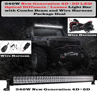 240W 4D and 5D NEW GENERATION LED Light Bar and Wire Harness Kit LED Auto Work Spot Search Light Bar