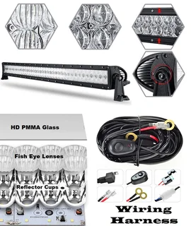 240W 4D and 5D NEW GENERATION LED Light Bar and Wire Harness Kit LED Auto Work Spot Search Light Bar