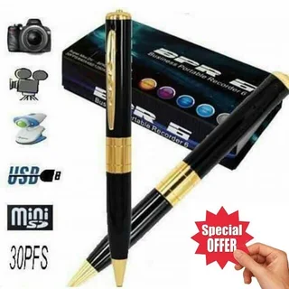 Spy Pen Digital Colour Video Audio Recorder with Micro SD Card Slot. Golden Trim. Brand New Products