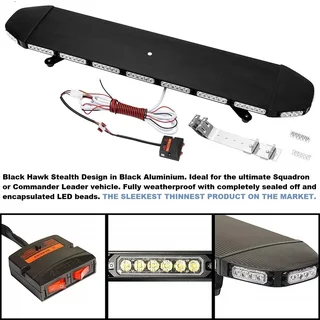 Cool White Vehicle Roof Top LED Strobe Flash Light Bar. Black Aluminium Stealth Slim Design. NEW.