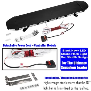 Cool White Vehicle Roof Top LED Strobe Flash Light Bar. Black Aluminium Stealth Slim Design. NEW.