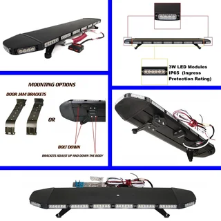 Cool White Vehicle Roof Top LED Strobe Flash Light Bar. Black Aluminium Stealth Slim Design. NEW.