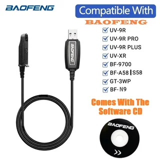 USB Programming Cable plus CD For Two-Way Walkie Talkie Ham Radios, Transceivers. Brand New Items.
