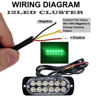 Green LED Strobe Flash Cluster Grille Bumper Side Marker Lights Double Row 12V/24V. Brand New Units.