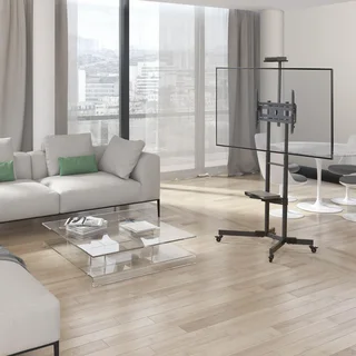 Mobile TV Trolley Tilt, Vertical Adjustment Stand Cart With Wheels And Shelves. Brand New Products.