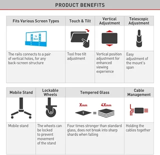Mobile TV Trolley Tilt, Vertical Adjustment Stand Cart With Wheels And Shelves. Brand New Products.