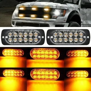 Orange Yellow Amber LED Flash Cluster Strobe Grille Lights Double Row 12V/24V. Brand New Products.