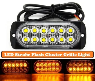 Orange Yellow Amber LED Flash Cluster Strobe Grille Lights Double Row 12V/24V. Brand New Products.